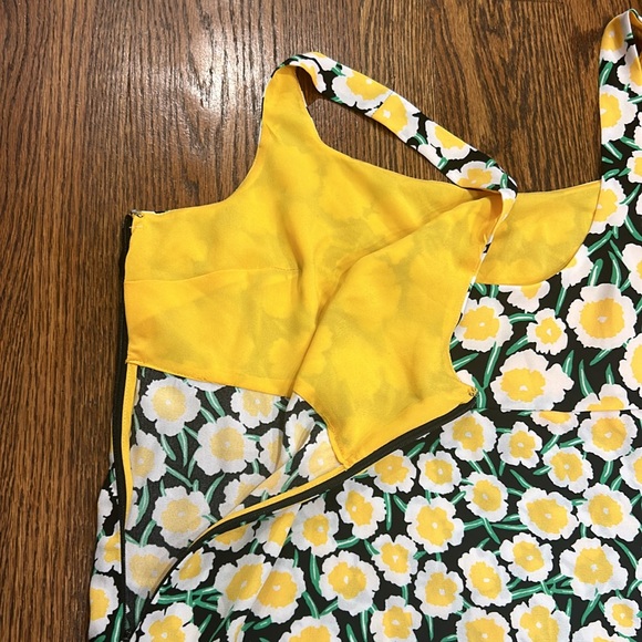 DIANE VON FURSTENBERG Mini Floral Yellow Chiffon Shift 70’s Dress NWT Sz 12 / L - Picture 9 of 16